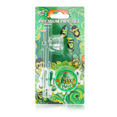 GORILLA ROLLING STARS Smoking Pipe Kit, 103 mm Size Glass Smoking Pipe With Bowl, 2 Lay Ø 30 Plastic Herb Grinder