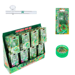 GORILLA ROLLING STARS Smoking Pipe Kit, 103 mm Size Glass Smoking Pipe With Bowl, 2 Lay Ø 30 Plastic Herb Grinder