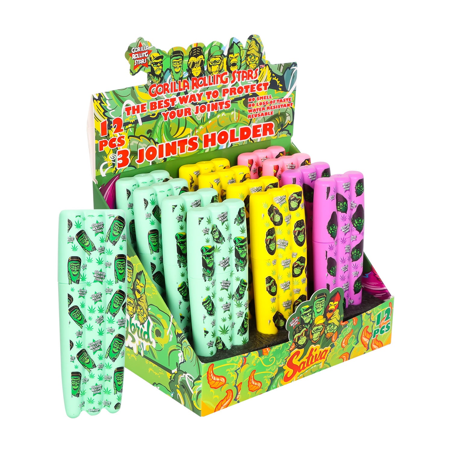 Gorilla Rolling Stars Cigar Cone Pre Roll Tubes Plastic Holder Smell Proof 3Herb Cone Case