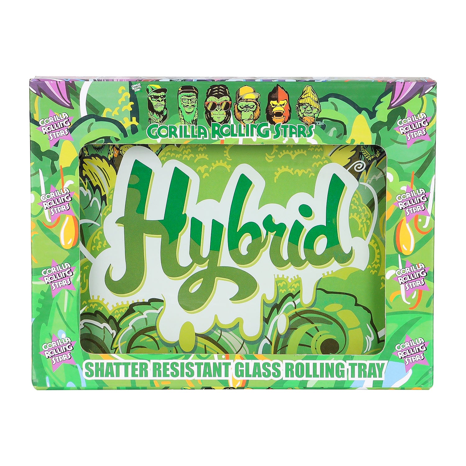 GORILLA ROLLING STARS Shatter Resistant Glass Rolling Tray, 6.3” x 4.8” size Cigarette Rolling Tray
