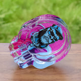 GORILLA ROLLING STARS Skull Shape Glass Ashtray with Three Cigarette Holder, Shatter Resistant Glass Ash Tray, 6 PCS / Box