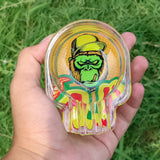 GORILLA ROLLING STARS Skull Shape Glass Ashtray with Three Cigarette Holder, Shatter Resistant Glass Ash Tray, 6 PCS / Box