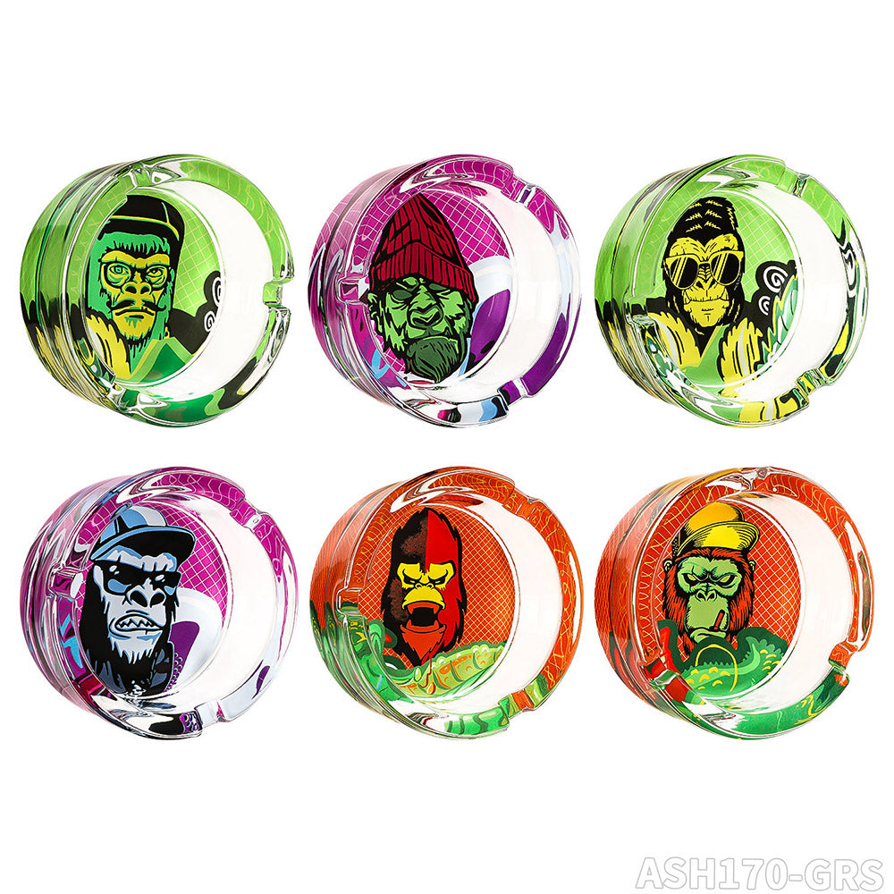 Gorilla Roling Stars 85mm Circular Ashtray With Grs Gorilla Pattern Printed On The Bottom, Weighing 218g/Pcs, 6 Mixed/Display Boxes