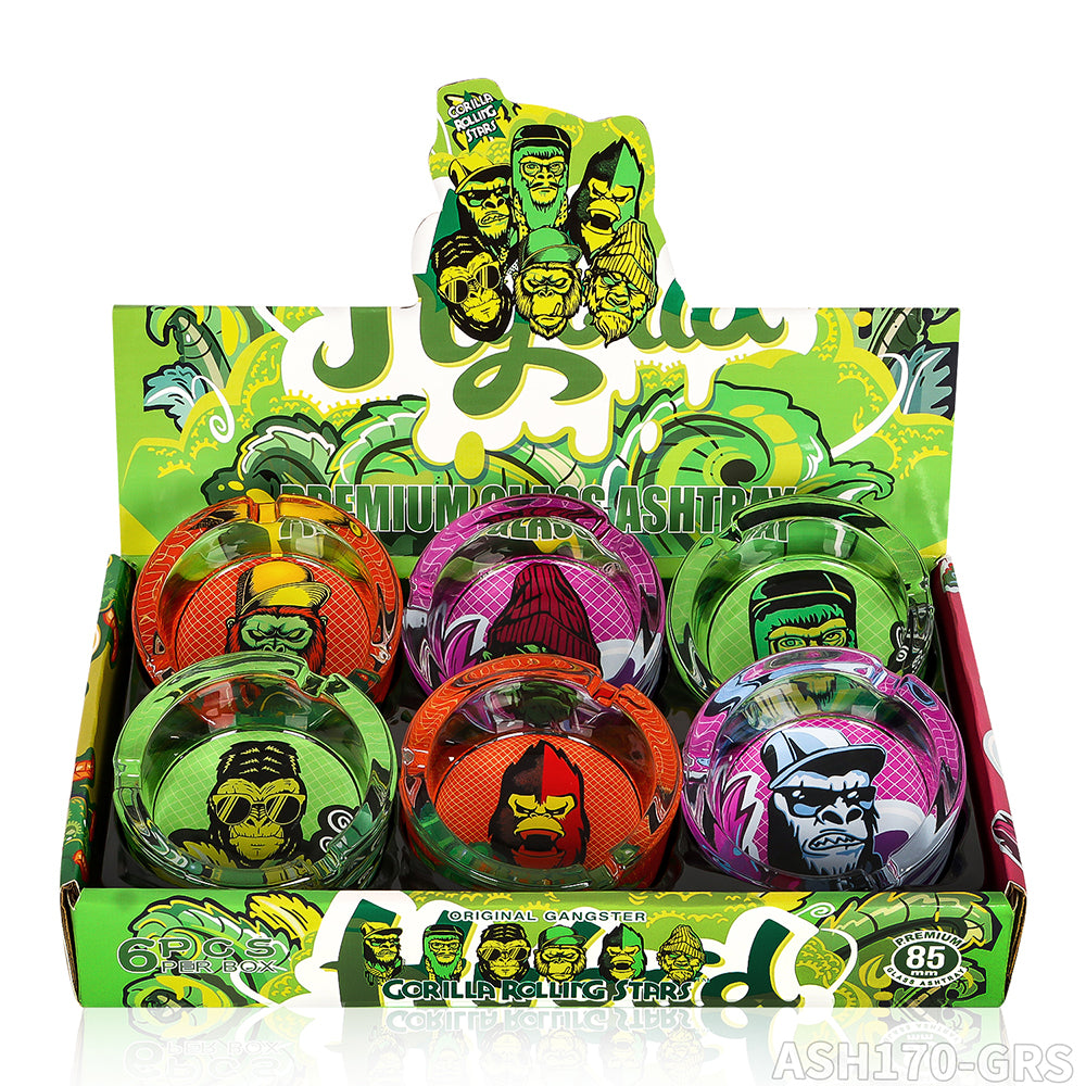 Gorilla Roling Stars 85mm Circular Ashtray With Grs Gorilla Pattern Printed On The Bottom, Weighing 218g/Pcs, 6 Mixed/Display Boxes