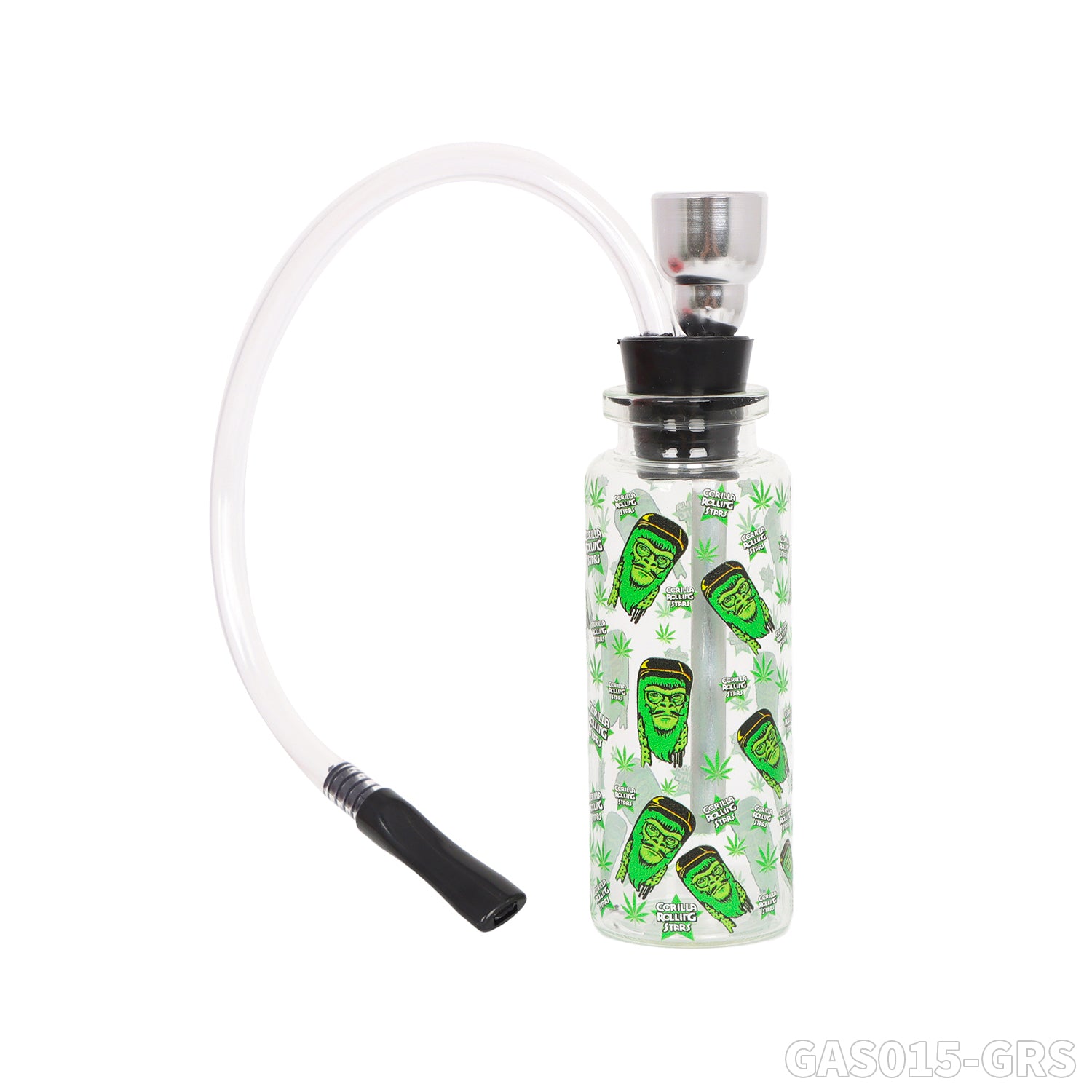 Gorilla Roling Stars Brand Series Transparent Glass Bottle Water Pipe+1 Small Silicone Straw+1 Metal Tube, Uv Pattern On The Bottle Body, 12 Mixed/1 Display Box