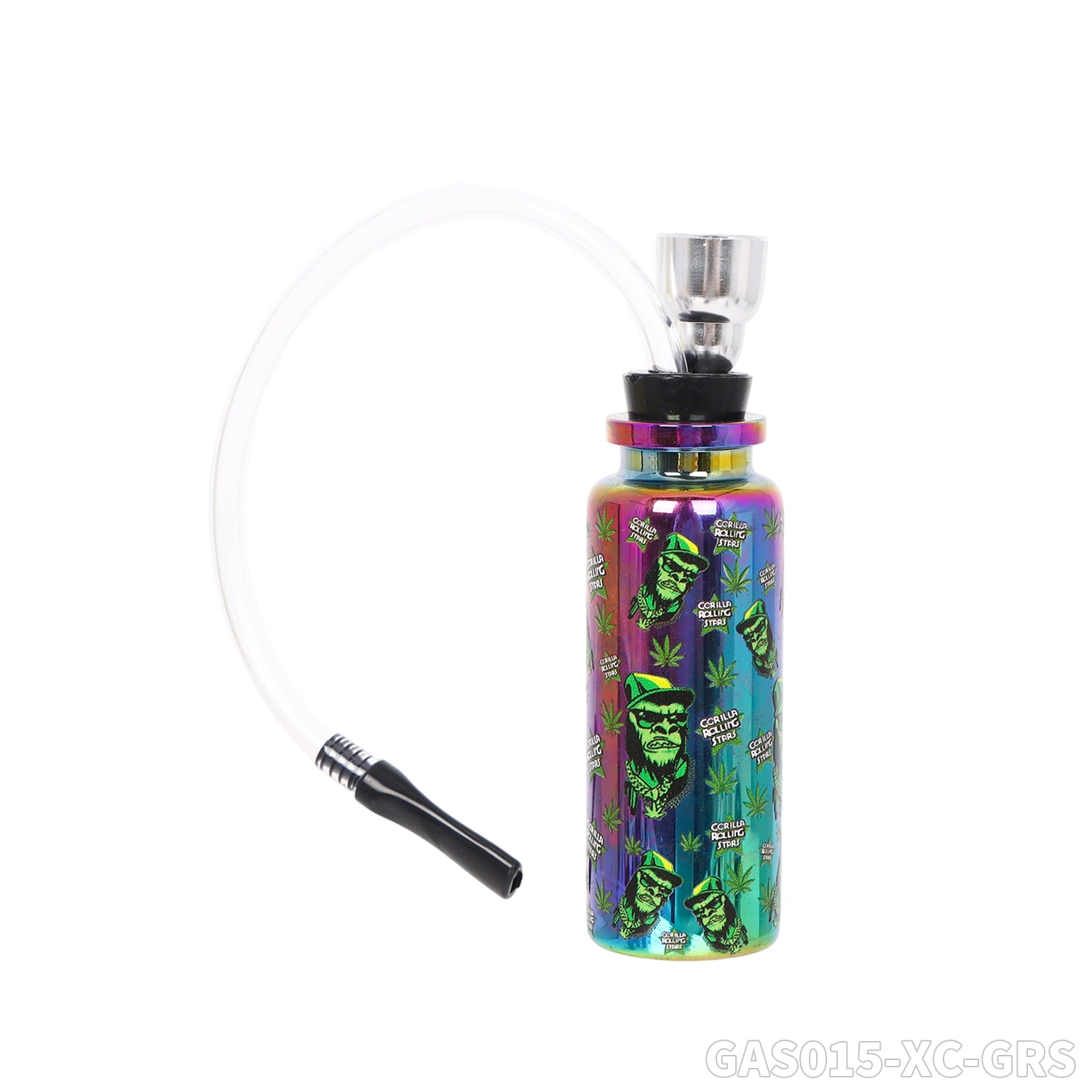Gorilla Roling Stars Brand Series Transparent Glass Bottle Water Pipe+1 Small Silicone Straw+1 Metal Tube, Uv Pattern On The Bottle Body, 12 Mixed/1 Display Box