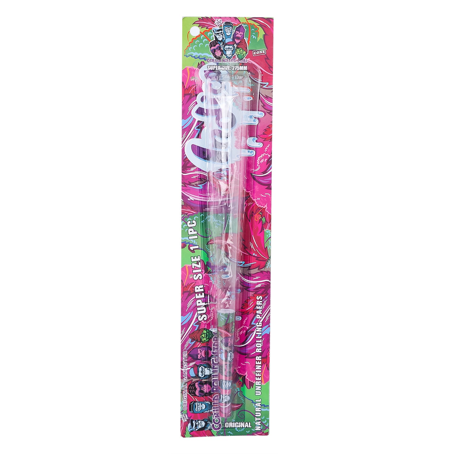 Gorilla Rolling Stars Super Size Transparent Pre Rolled Cones, Natural Rolling Cones, Slow Burning Pre Rolled Rolling Paper, 1 PCS