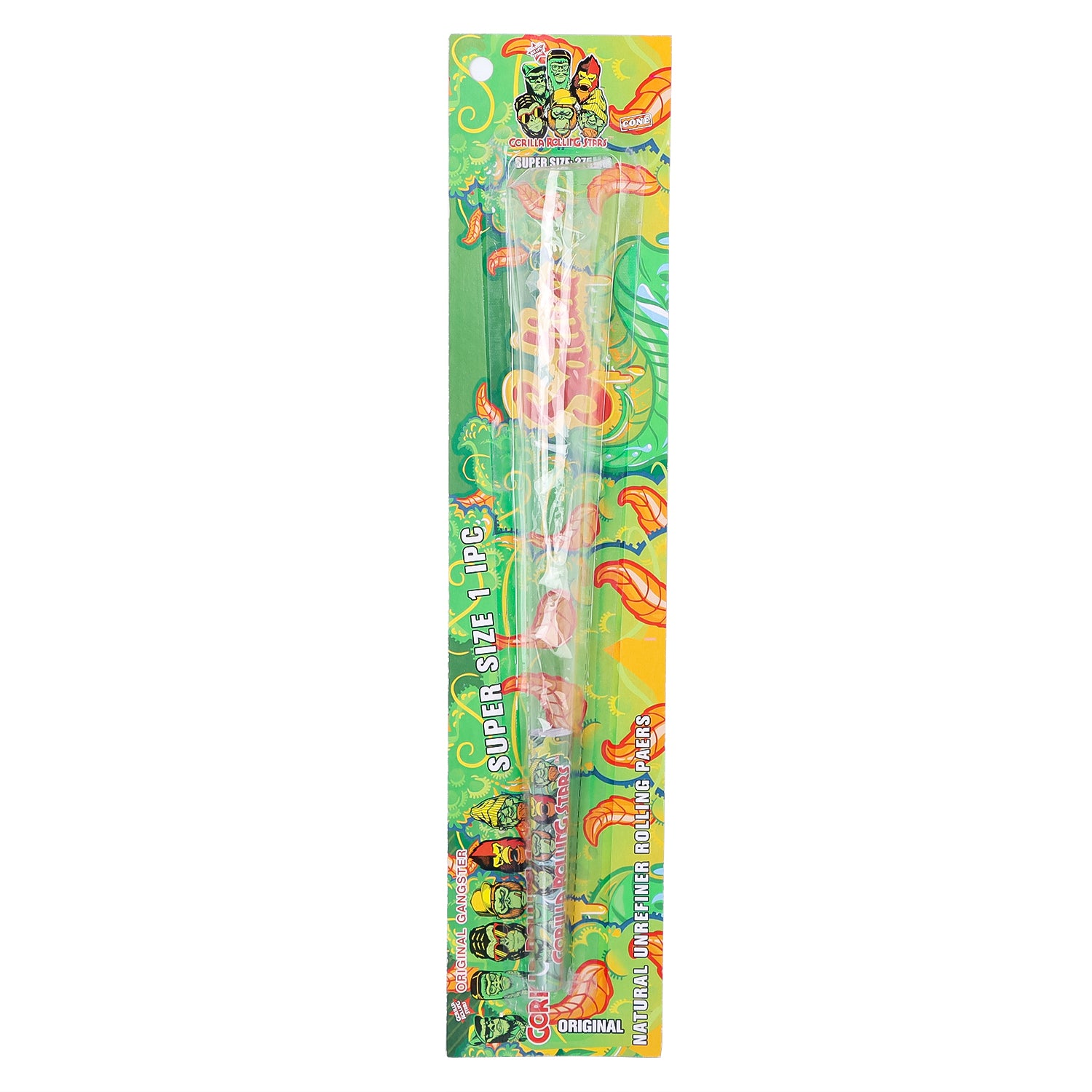 Gorilla Rolling Stars Super Size Transparent Pre Rolled Cones, Natural Rolling Cones, Slow Burning Pre Rolled Rolling Paper, 1 PCS