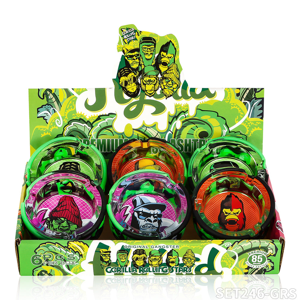 Gorilla Roling Stars Grs Brand Glass Ashtray Combination Set: 85mm Glass Ashtray