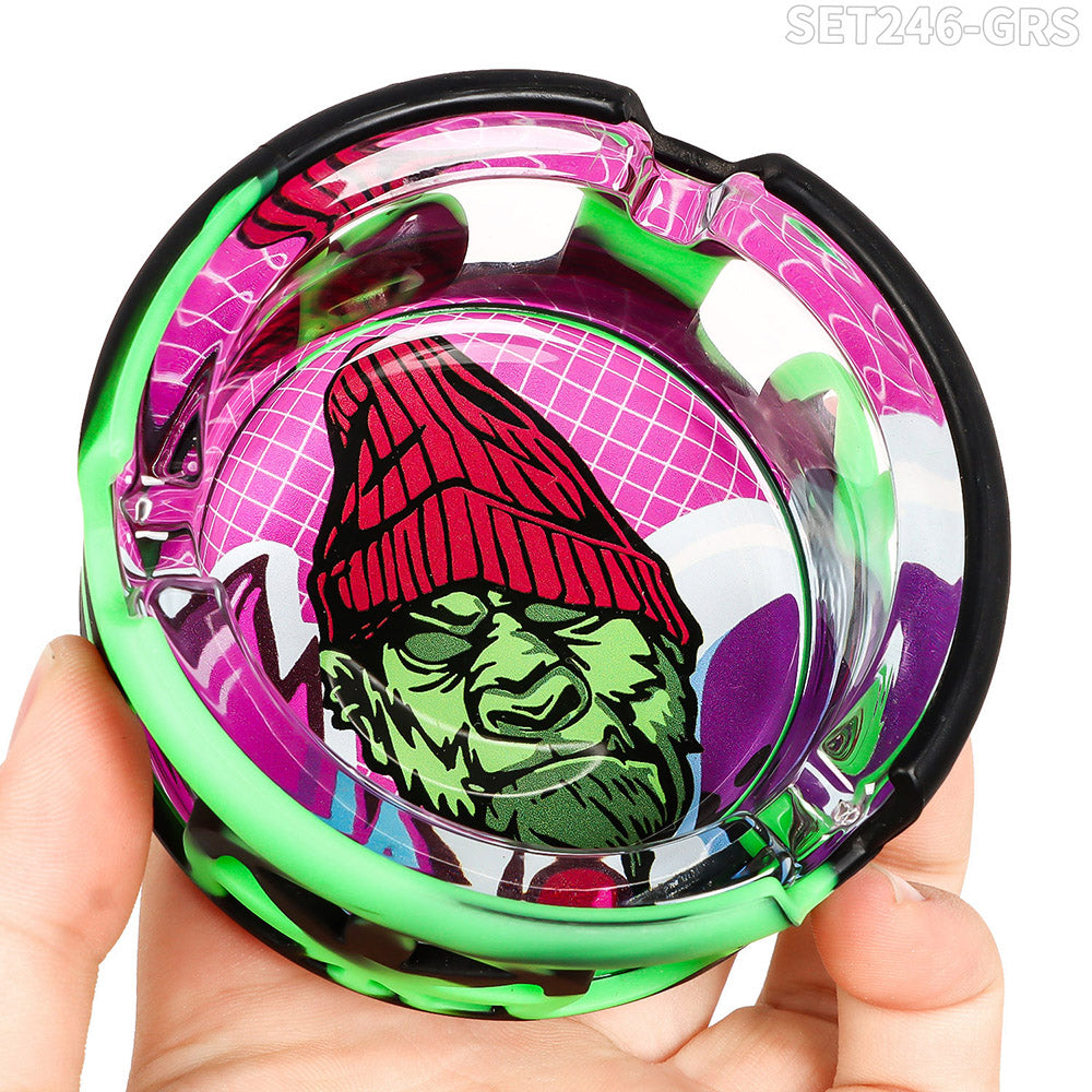 Gorilla Roling Stars Grs Brand Glass Ashtray Combination Set: 85mm Glass Ashtray