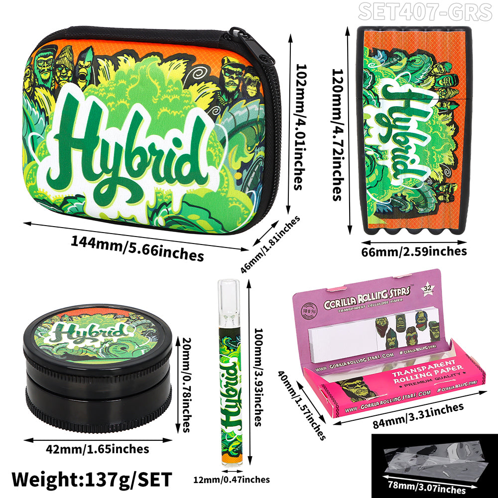 Gorilla rolling star smoking kit plastic grinder+smoking pipe+5 holes joint holder+rolling paper