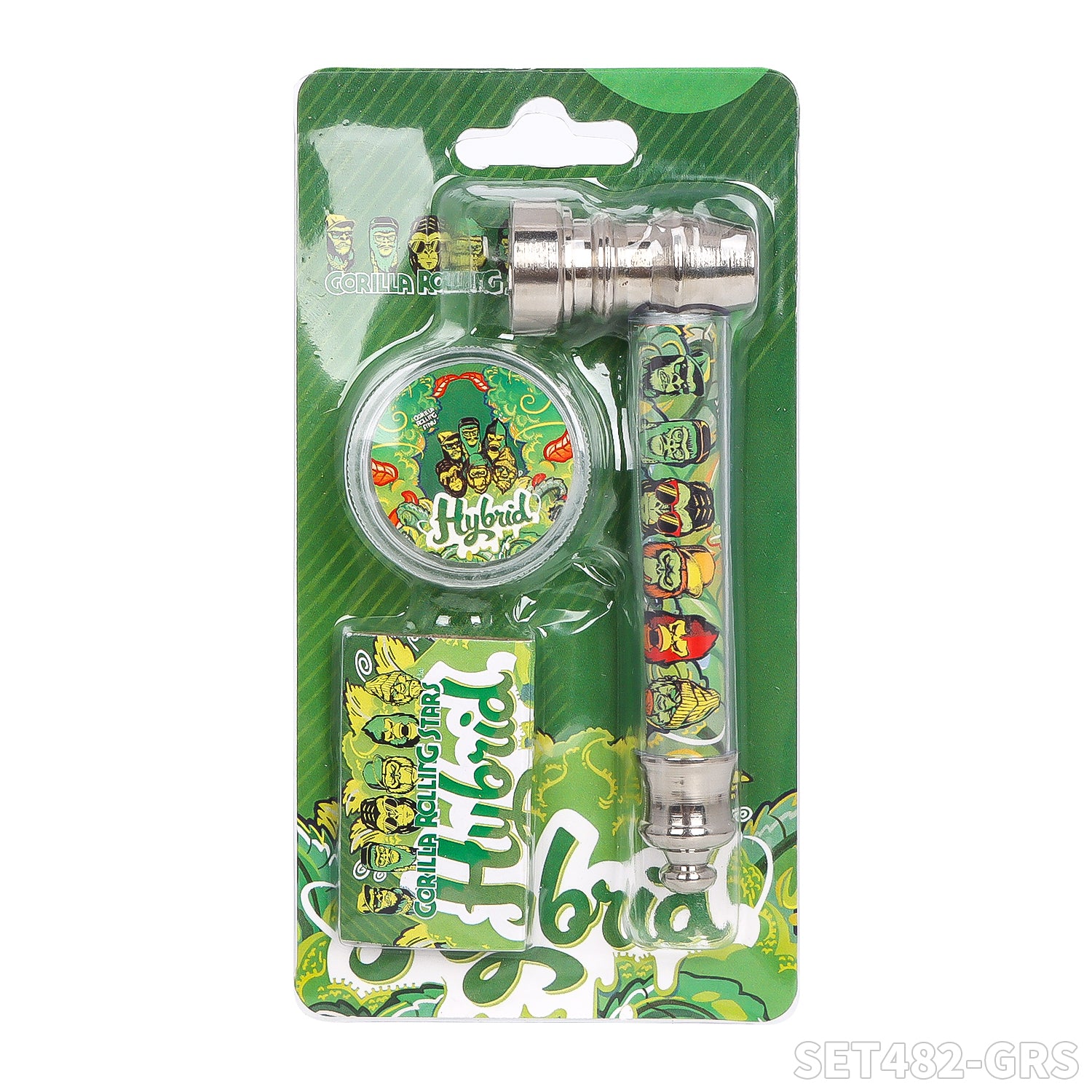 Gorilla Rolling Star Smoking Pipe Kit Metal Pipe+Plastic Grinder