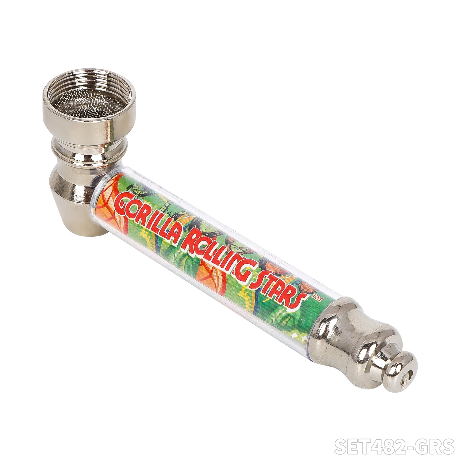 Gorilla Rolling Star Smoking Pipe Kit Metal Pipe+Plastic Grinder