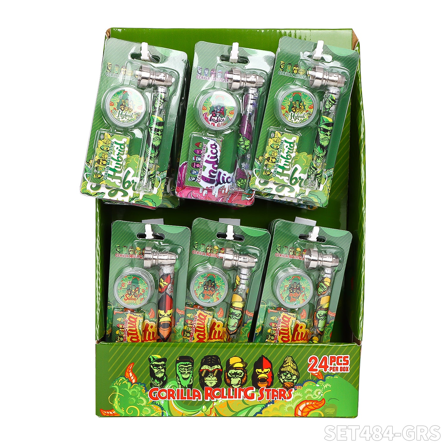 Gorilla Rolling Star Smoking Pipe Kit Glass Pipe+Plastic Grinder