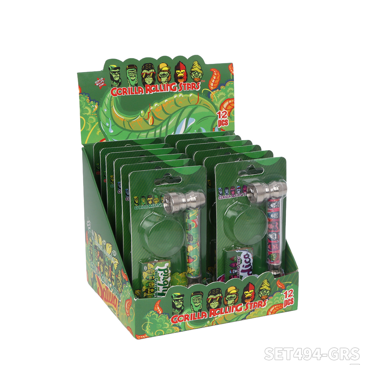 Gorilla Rolling Star Smoking Pipe Kit With Metal Pipe + Stainless Steel Screen