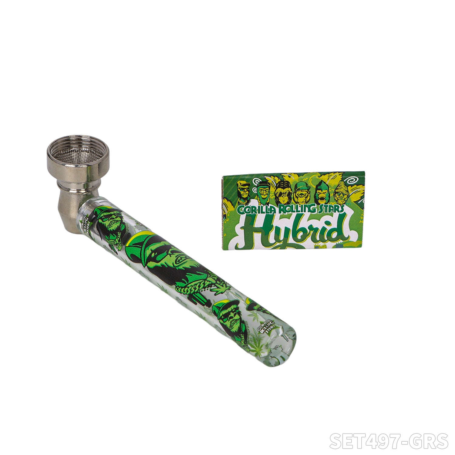 Gorilla Rolling Star Smoking Pipe Kit With glass Pipe + Stainless Steel Screen
