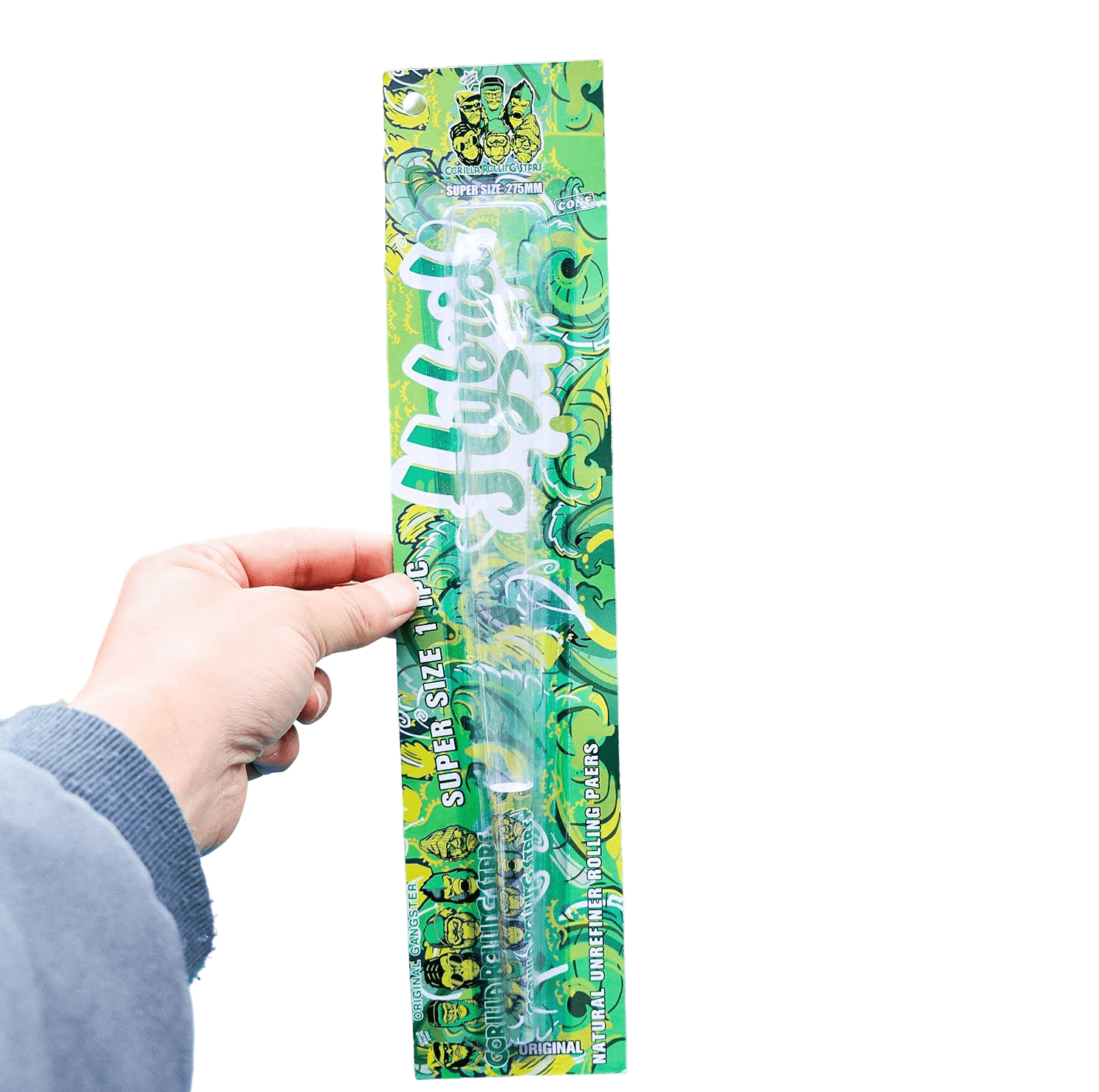 Gorilla Rolling Stars Super Size Transparent Pre Rolled Cones, Natural Rolling Cones, Slow Burning Pre Rolled Rolling Paper, 1 PCS