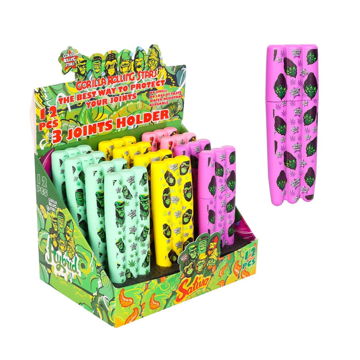 Gorilla Rolling Stars Cigar Cone Pre Roll Tubes Plastic Holder Smell Proof 3Herb Cone Case