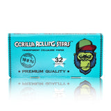 GORILLA ROLLING STARS 1 1/4 Size Transparent Cellulose Rolling Papers with Rolling Tips, Slow Burning & Organic Rolling Paper, 32 PCS / Pack 24 Pack / Box