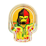 GORILLA ROLLING STARS Skull Shape Glass Ashtray with Three Cigarette Holder, Shatter Resistant Glass Ash Tray, 6 PCS / Box