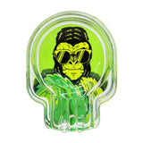 GORILLA ROLLING STARS Skull Shape Glass Ashtray with Three Cigarette Holder, Shatter Resistant Glass Ash Tray, 6 PCS / Box