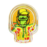 GORILLA ROLLING STARS Skull Shape Glass Ashtray with Three Cigarette Holder, Shatter Resistant Glass Ash Tray, 6 PCS / Box