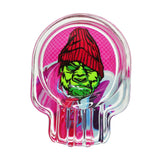 GORILLA ROLLING STARS Skull Shape Glass Ashtray with Three Cigarette Holder, Shatter Resistant Glass Ash Tray, 6 PCS / Box