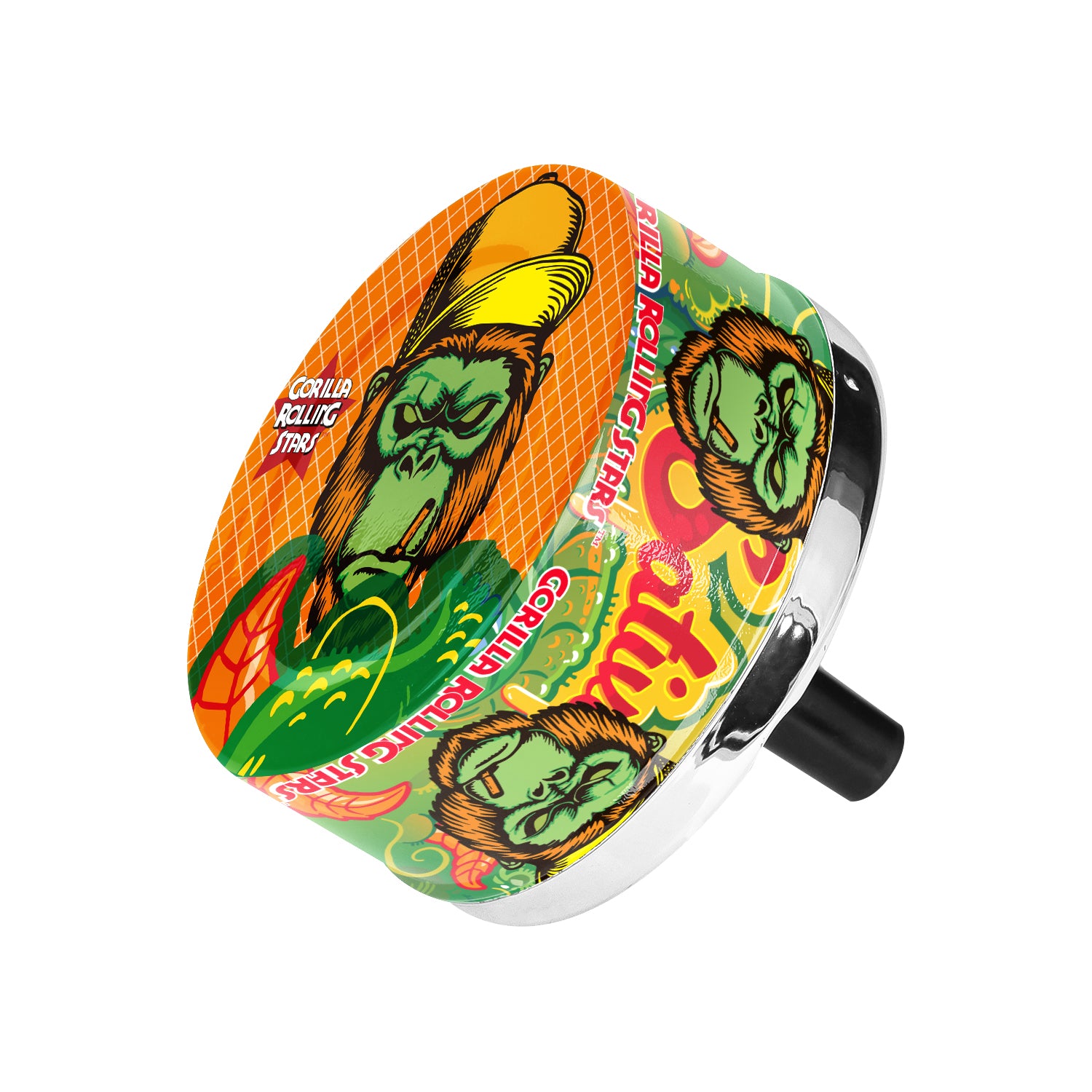 GORILLA ROLLING STARS Press Cigarette Ashtray, Round Metal Ash Tray & Cigarette Holder, Portable Ash Trays