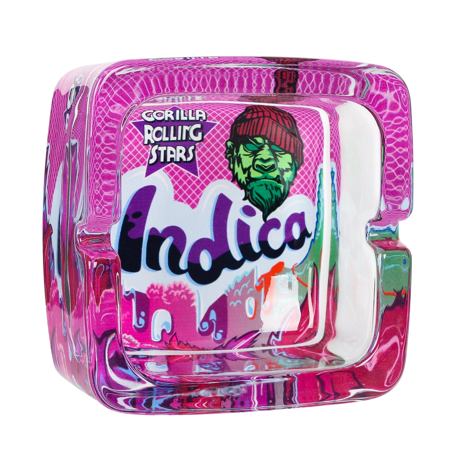 GORILLA ROLLING STARS Shatter Resistant Glass Ashtray, 93 x 42 mm Square Cigarette Ashtray with Cigarette Holder, 6 PCS / Box