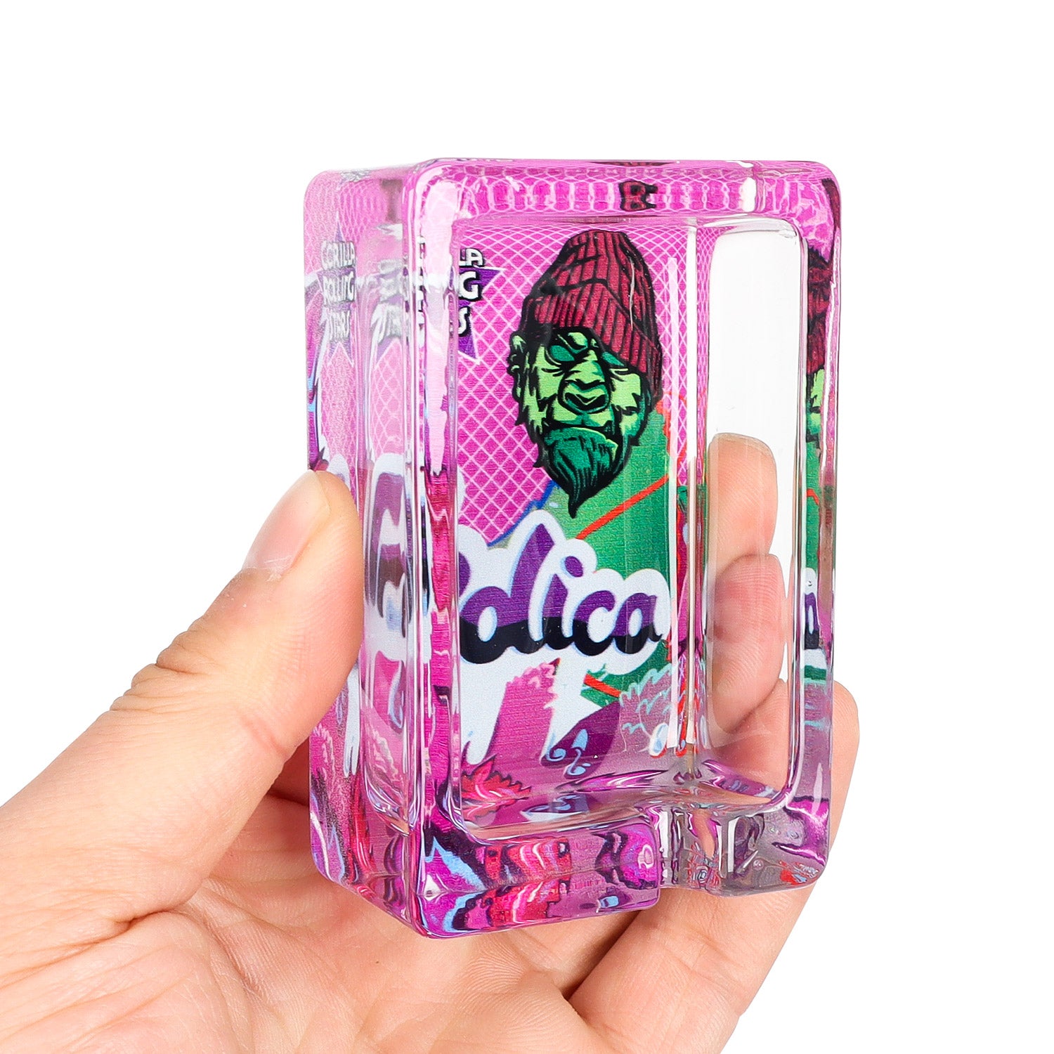GORILLA ROLLING STARS Shatter Resistant Glass Ashtray, 86 x 57 mm Square Cigarette Ashtray with Cigarette Holder, 6 PCS / Box