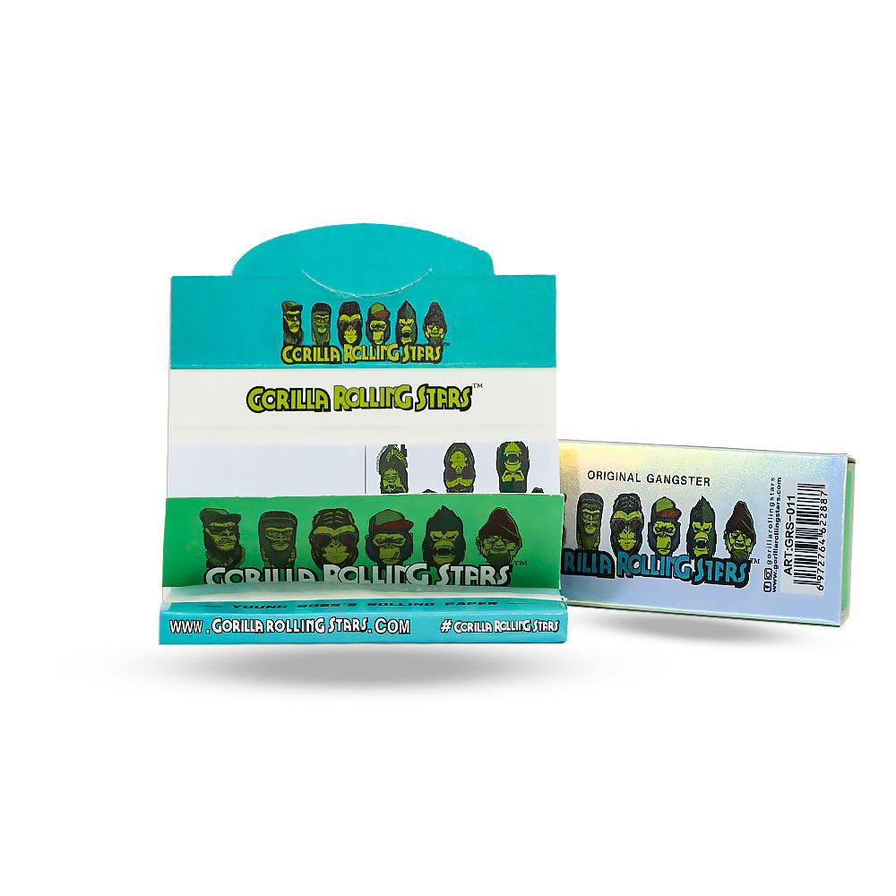 GORILLA ROLLING STARS 1 1/4 Size Rolling Paper With Rolling Tips, Natural Slim Rolling Papers, 50 PCS / Pack 24 Pack / Box