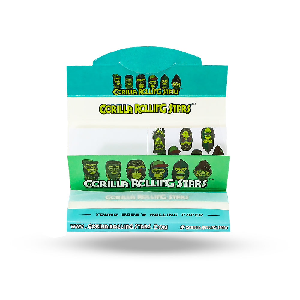 GORILLA ROLLING STARS 1 1/4 Size Rolling Paper With Rolling Tips, Natural Slim Rolling Papers, 50 PCS / Pack 24 Pack / Box