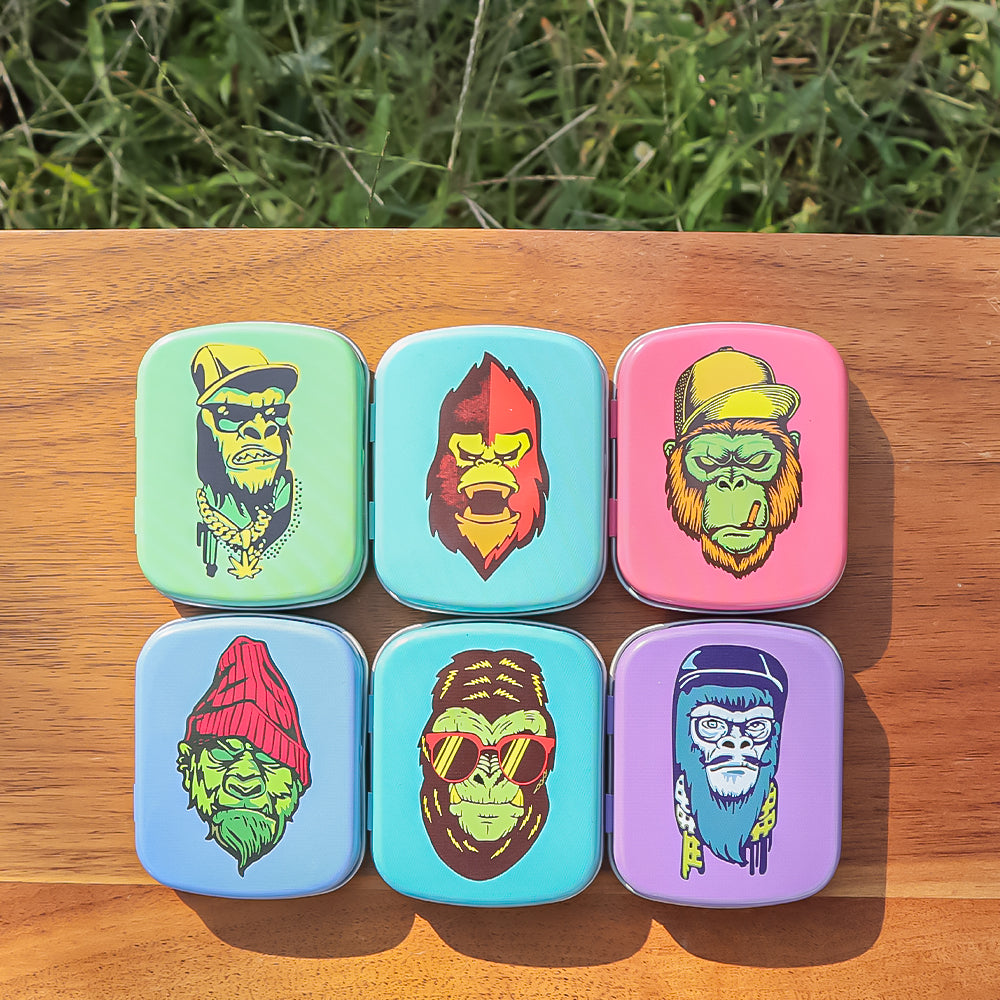 GORILLA ROLLING STARS Flip Smell Proof Metal Tin, 62 x 50 mm Metal Storage Case, Colorful Tinplate Storage Box, 48 PCS / Box