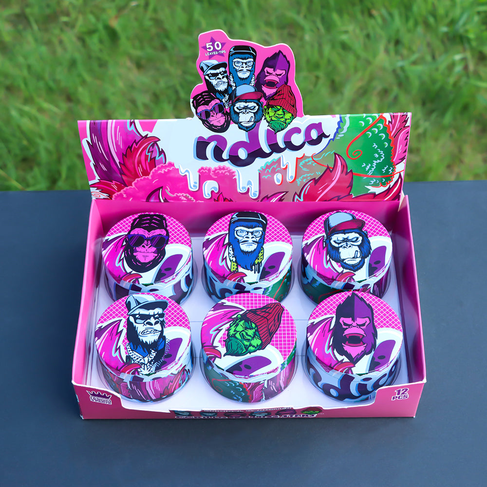 Gorilla Rolling Stars Purple Zinc Alloy Tobacco Grinder, 4 Lay Ø 63 Metal Herb Grinder, Portable & Easy Clean Smoker Grinder, 6 PCS / Box
