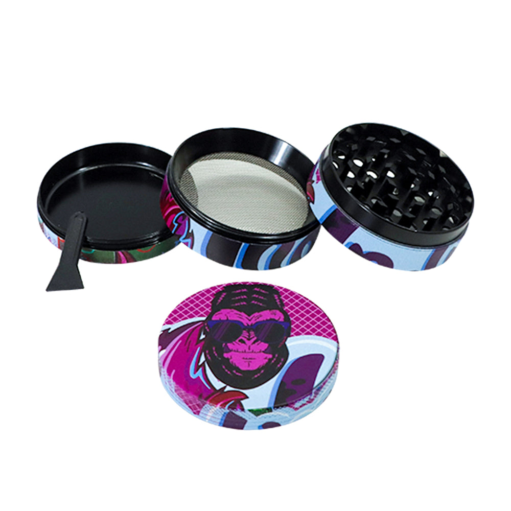 Gorilla Rolling Stars Purple Zinc Alloy Tobacco Grinder, 4 Lay Ø 63 Metal Herb Grinder, Portable & Easy Clean Smoker Grinder, 6 PCS / Box