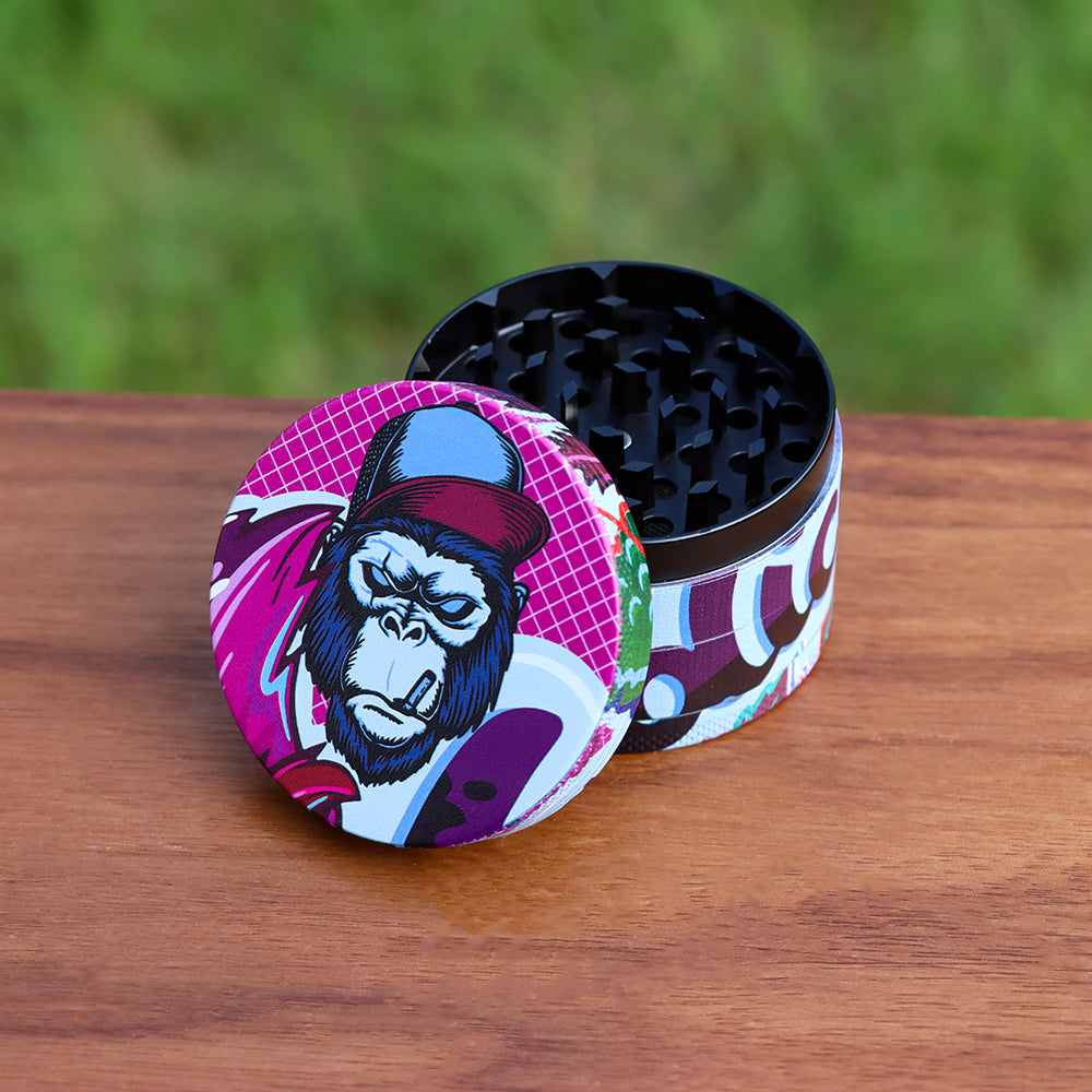 Gorilla Rolling Stars Purple Zinc Alloy Tobacco Grinder, 4 Lay Ø 63 Metal Herb Grinder, Portable & Easy Clean Smoker Grinder, 6 PCS / Box