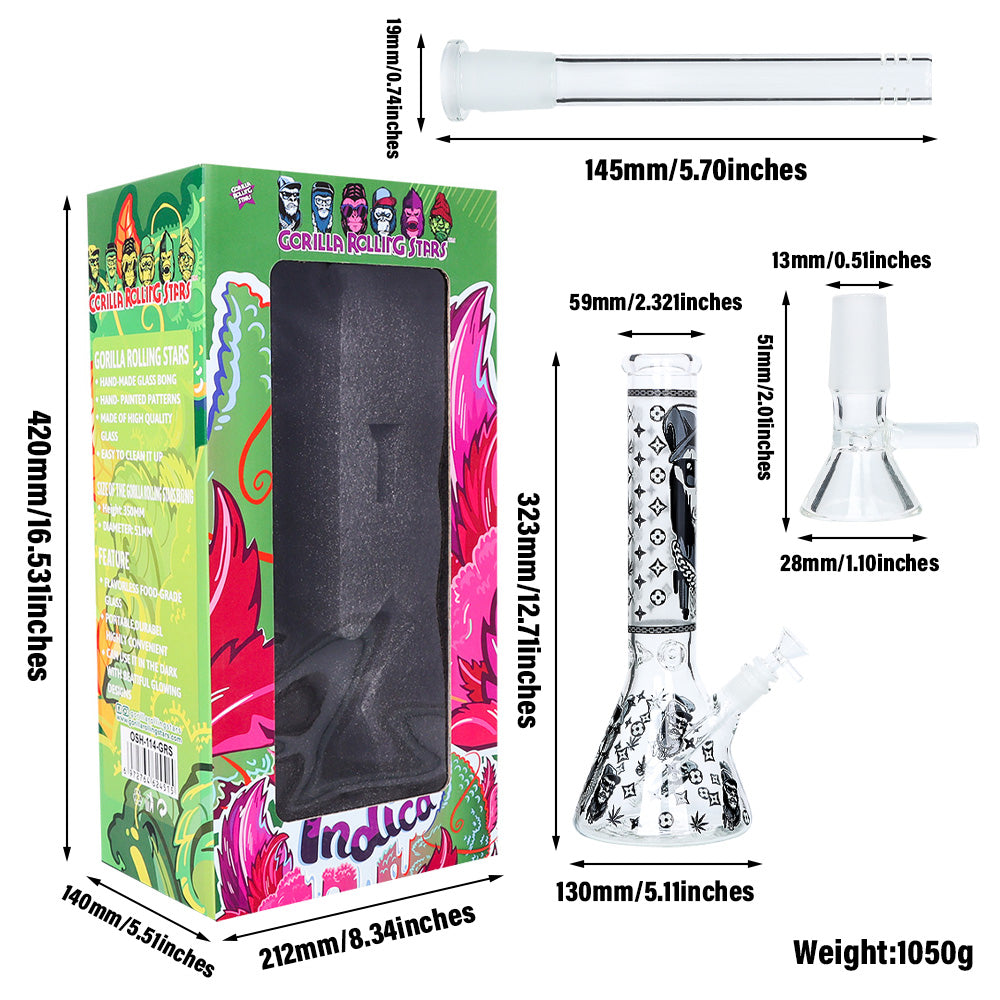 GORILLA ROLLING STARS Glass Bong Kit, Shatter Resistant & Portable Glass Bong, Glass Cigarette Holder