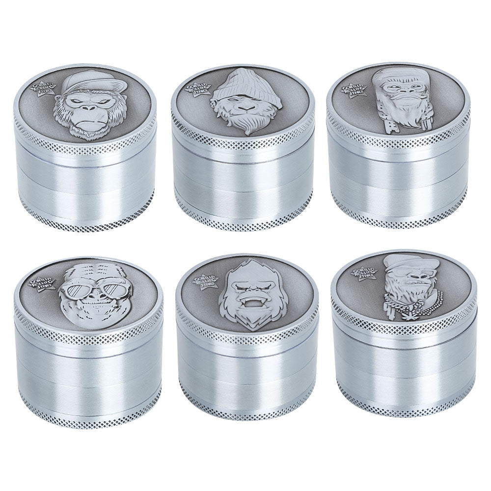 Gorilla Rolling Stars Zinc Alloy Tobacco Grinder, 4 Lay Ø 50 Metal Herb Grinder, Portable & Easy Clean Smoker Grinder, 12 PCS / Box