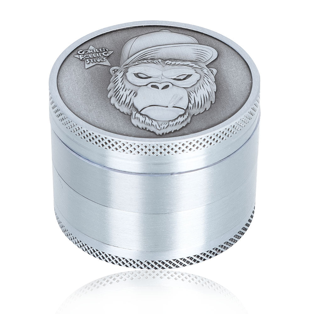 Gorilla Rolling Stars Zinc Alloy Tobacco Grinder, 4 Lay Ø 50 Metal Herb Grinder, Portable & Easy Clean Smoker Grinder, 12 PCS / Box
