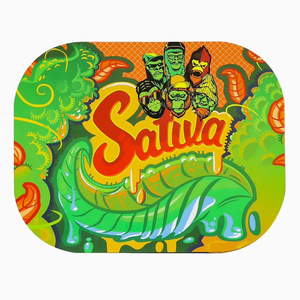 GORILLA ROLLING STARS Tinplate Rolling Tray with Magnetic Lid Cover, 180 x 140 mm Smooth Rounded Edge Rolling Tray, Portable Cigarette Rolling Tray