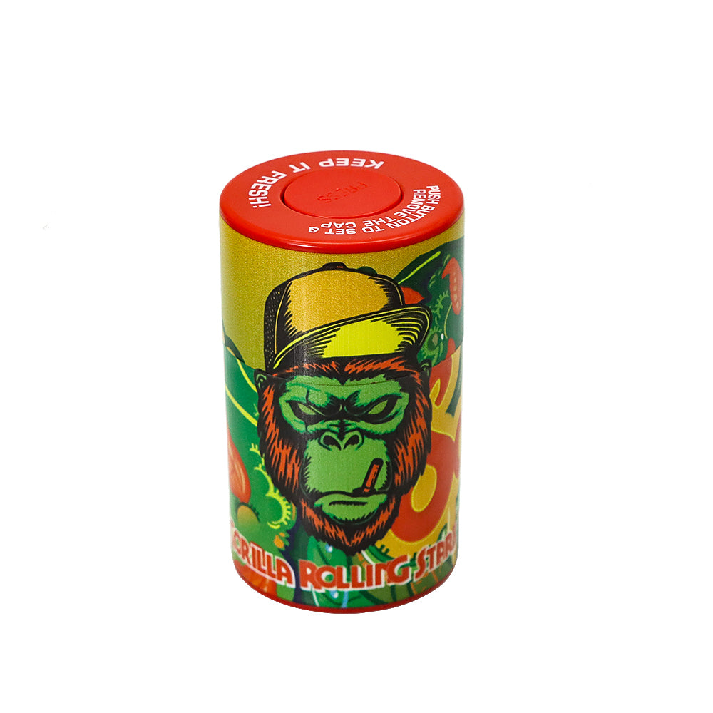 GORILLA ROLLING STARS Cigarette Roller Maker Kit, King Size Plastic Rolling Machine, 7” x 5.5” Size Rolling Tray, 4 Lay Ø 50 Metal Herb Grinder, Press Down Plastic Storage Jar, 118 mm Joint Holder, 95 x 62 x 29 mm Cigarette Case, Black Nylon Bag